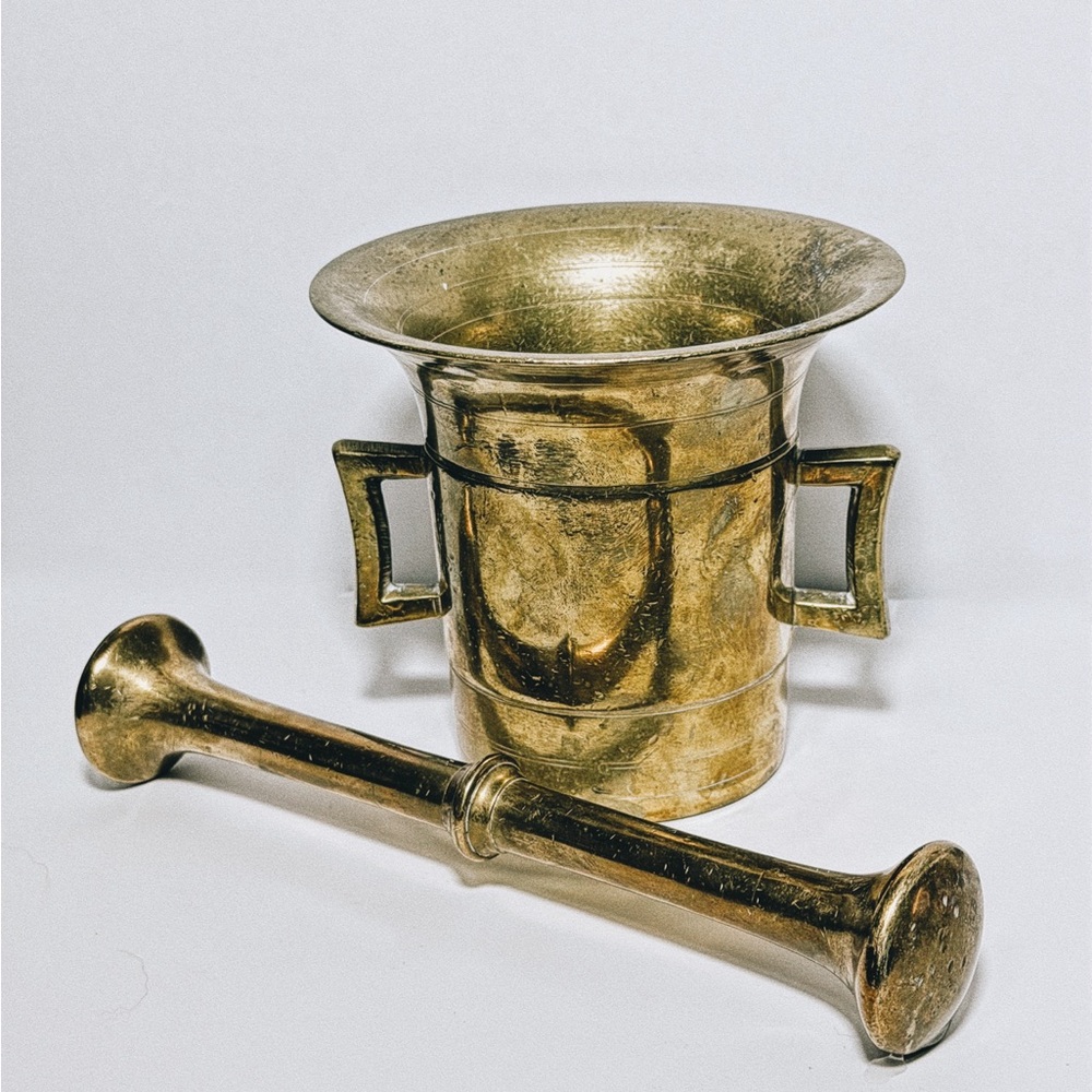Vintage Brass Mortar and Pestle Set